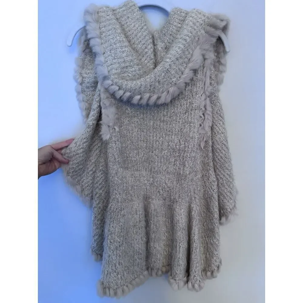 Love Token - Genuine Rabbit Fur Trim Vest - Size Small -beige - MSRP $169